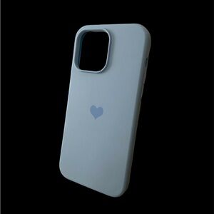 Light Blue Silicone Heart iPhone 14 Pro Max Phone Case